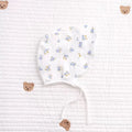 100% Organic Cotton Muslin Blue Floral Baby Bonnet