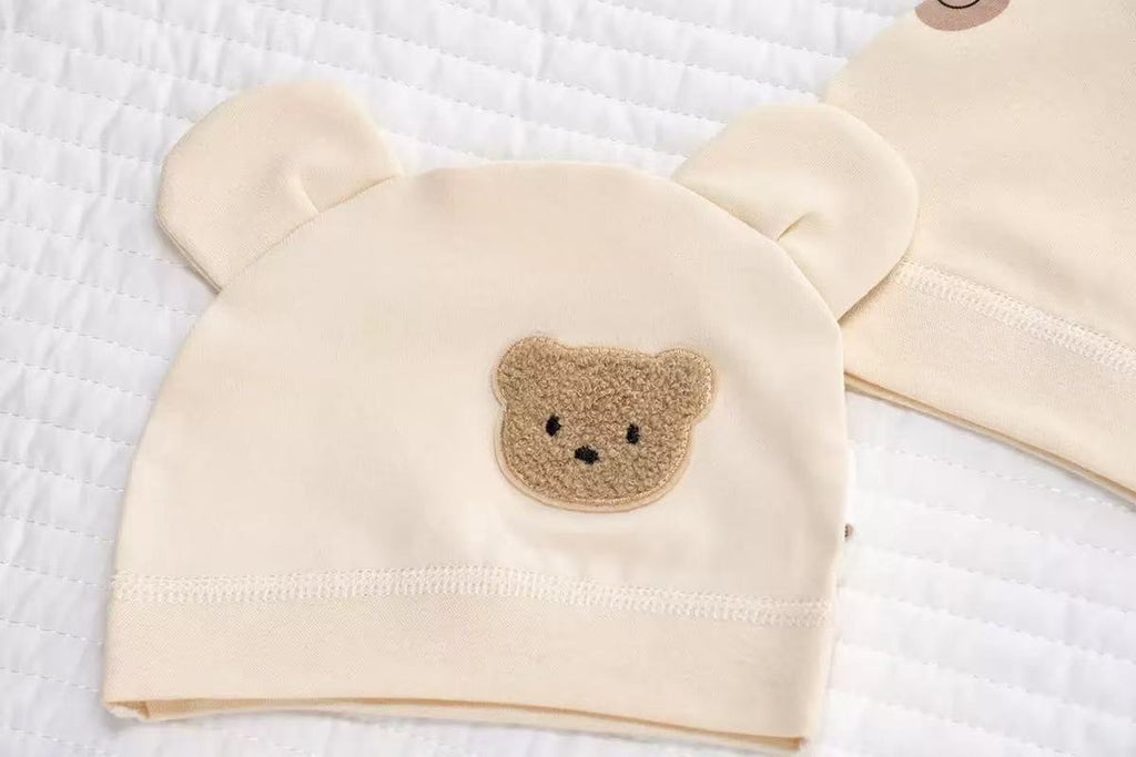 100% Organic Cotton Bear Ear Patch Baby Beanie