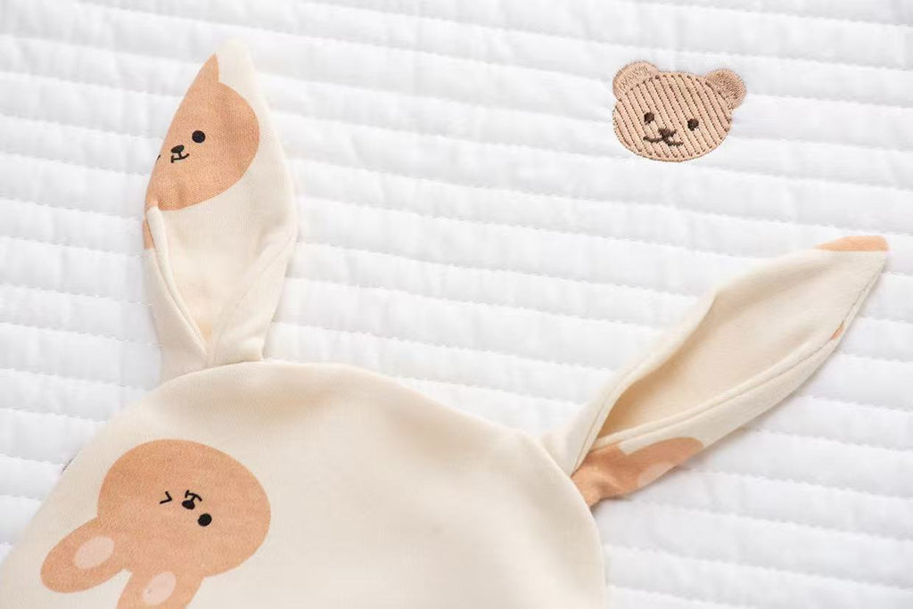100% Organic Cotton Bunny Print Ear Baby Beanie