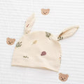 100% Organic Cotton Acorn Leaf Print Ear Baby Beanie