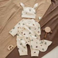 100% Organic Cotton Acorn Leaf Print Wrap Romper 3Pcs Set