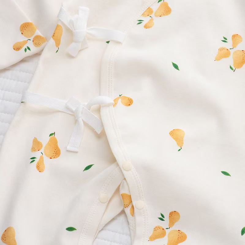 100% Organic Cotton Allover Pear Print Romper 3Pcs Set
