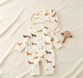 100% Organic Cotton Allover Dachshund Print Romper 2Pcs Set