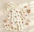 100% Organic Cotton Safari Animal Print Romper 3Pcs Set