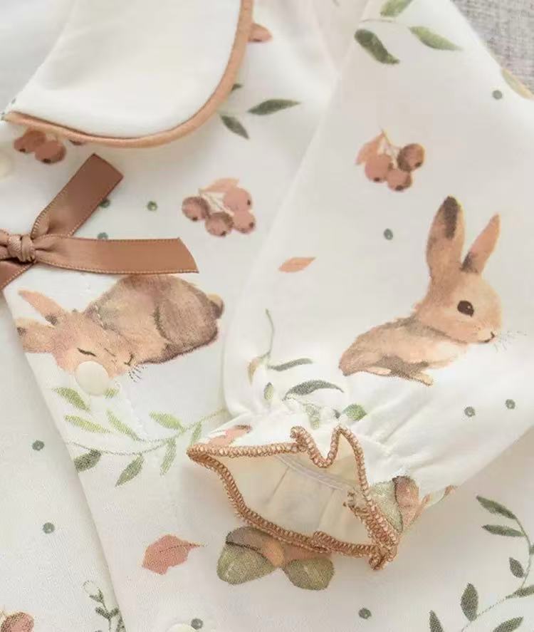 100% Organic Cotton Watercolour Bunny Print Baby Romper 2Pcs Set