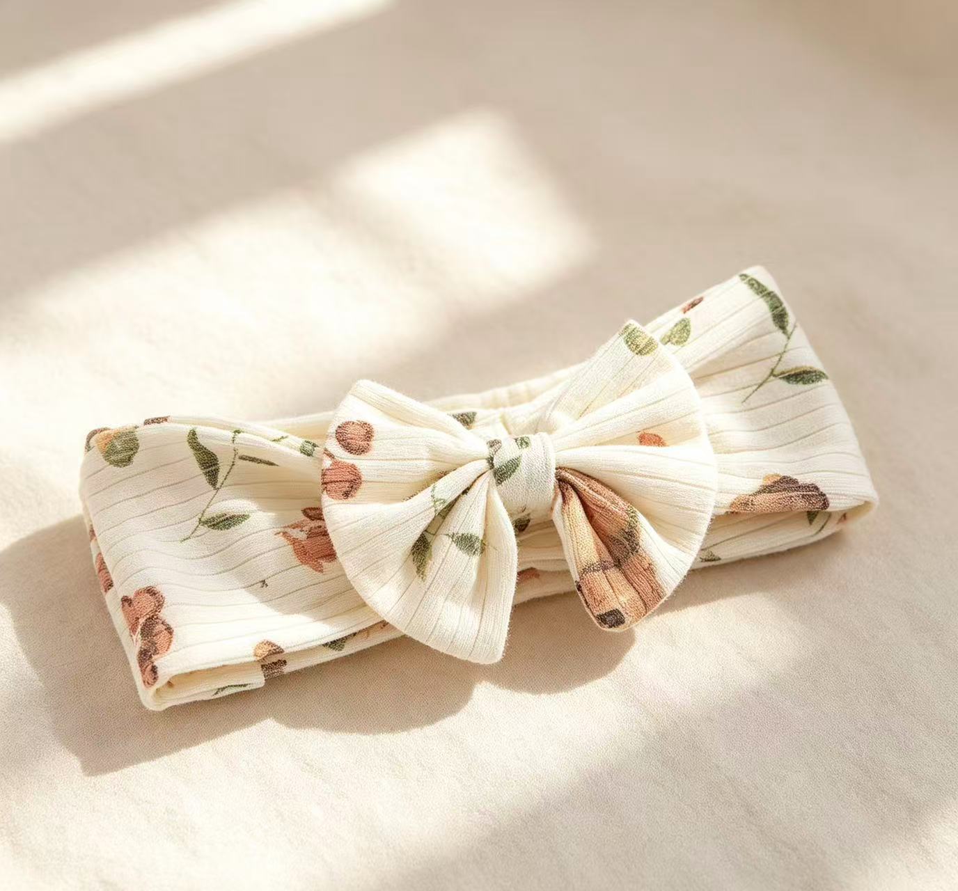 Organic Cotton & Bamboo Rabbit Print Bow Baby Headband