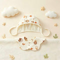 100% Organic Cotton Safari Animal Print Baby Ear Bonnet & Bib 2Pcs Set
